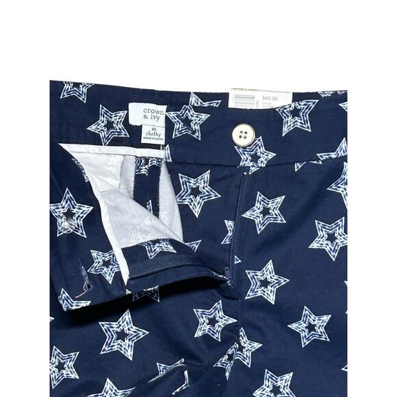 Crown & Ivy NWT Size 10 Scalloped‎ Star Shorts Women’s Casual Summer Shorts - Picture 6 of 7